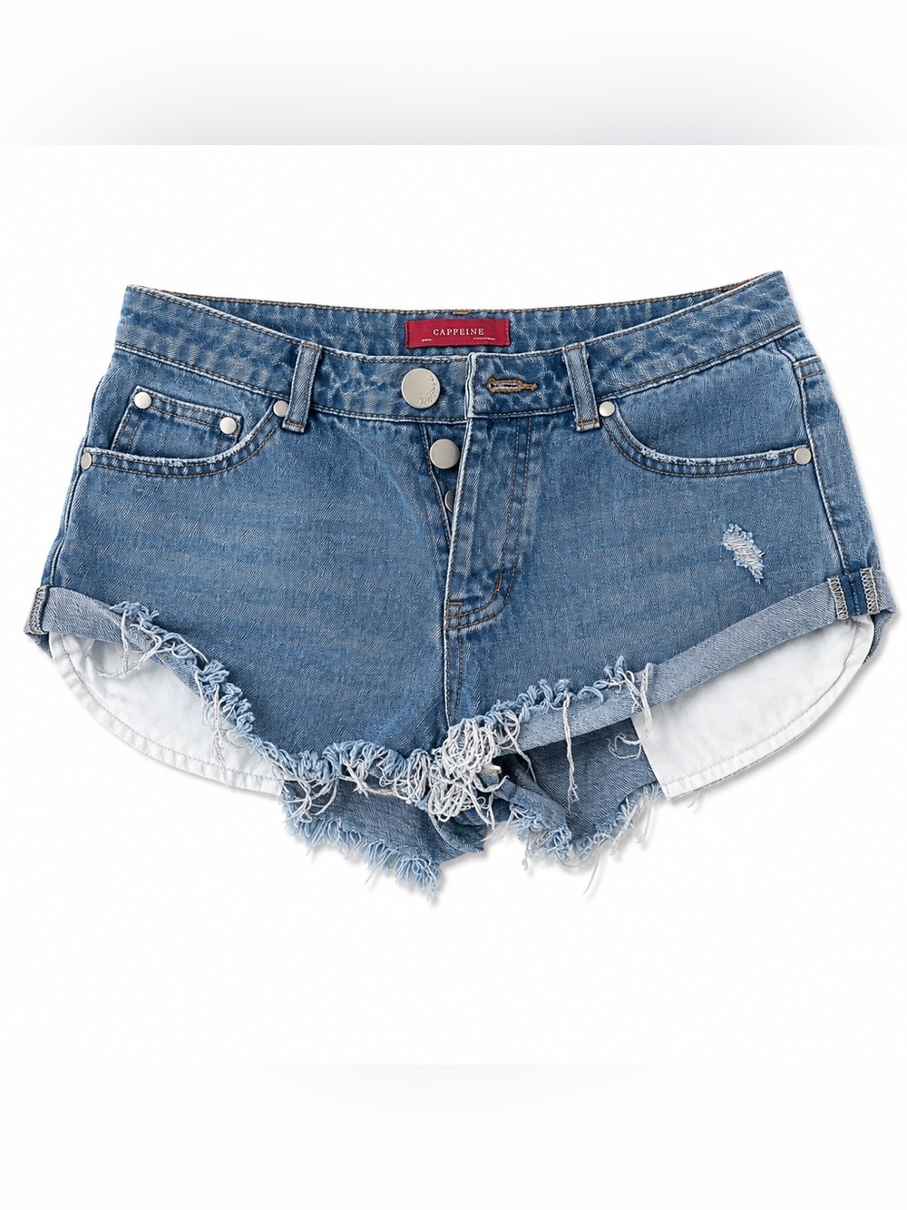 Caffeine Women's Blue Denim Jean Shorts Distressed Cutoffs